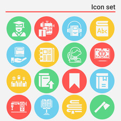 16 pack of learning  filled web icons set