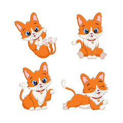 Set of cute kittens cartoon in different poses