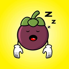 cute mangosteen cartoon mascot character
