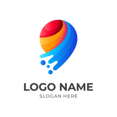 Abstract location logo with colorful design illustration, 3d colorful icons