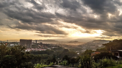 sunset over the city