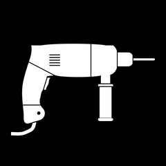 Hammer drill icon on black.