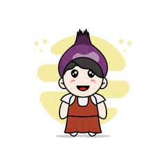 Cute girl character wearing onion costume.
