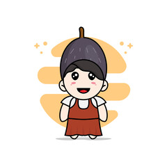 Cute girl character wearing velvet costume.