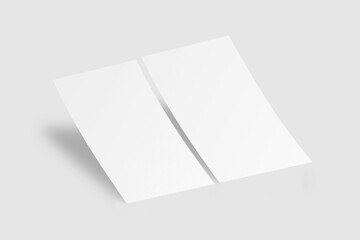 Realistic blank A4 flyer brochure for mockup. Paper or poster illustration. 3D Render.