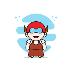 Obraz na płótnie Canvas Cute girl character wearing superhero costume.