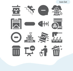 Simple set of debris related filled icons.
