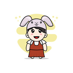 Cute girl character wearing rabbit costume.