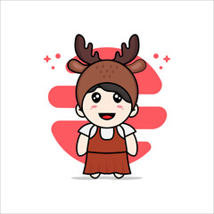 Cute girl character wearing deer costume.
