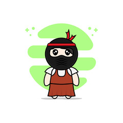 Cute girl character wearing ninja costume.