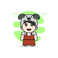Cute girl character wearing dog costume.