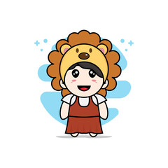 Cute girl character wearing lion costume.