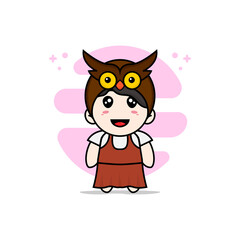 Cute girl character wearing owl costume.