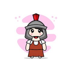 Cute girl character wearing gladiator costume.
