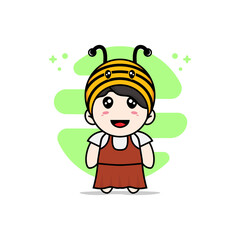Obraz na płótnie Canvas Cute girl character wearing bee costume.
