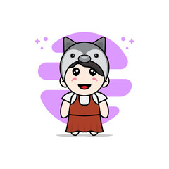 Cute girl character wearing fox costume.
