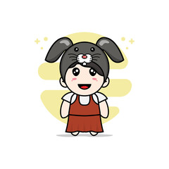 Cute girl character wearing rabbit costume.