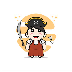 Cute girl character wearing Pirate costume.