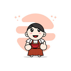 Cute girl character holding a cup of coffee.