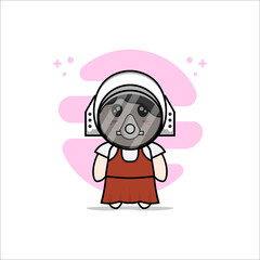 Cute girl character wearing astronaut costume.