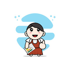Cute girl character holding a presentation results.