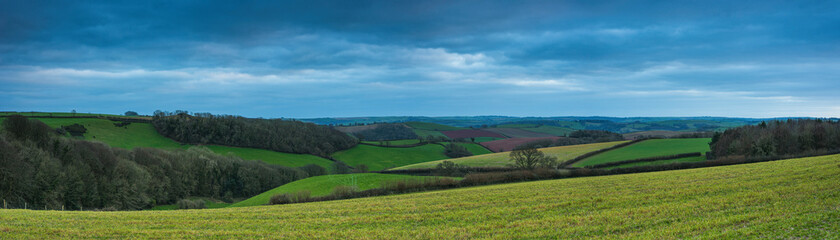 Fototapeta na wymiar Fields of Berry Pomeroy Village in Devon in England in Europe