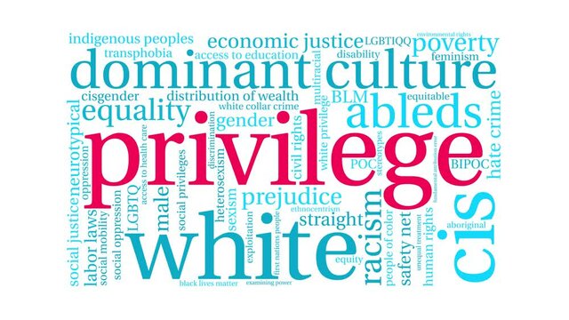 Privilege animated word cloud on a white background.