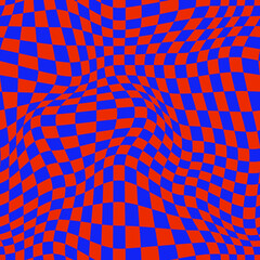 PSYCHEDELIC WARPED CHECKERBOARD. VECTOR SEAMLESS PATTERN