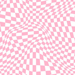 3D DISTORTED CHECKERED PATTERN. VECTOR SEAMLESS PATTERN - 412026497