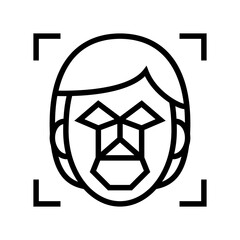 face recognition points and structure line icon vector. face recognition points and structure sign. isolated contour symbol black illustration