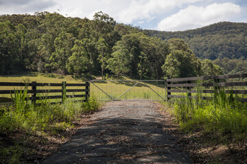 Entry road and gate to farm homestead