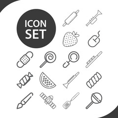 Simple set of tilted related lineal icons.