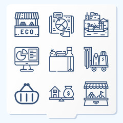 Simple set of 9 icons related to securities industry