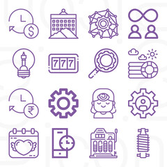 16 pack of interval  lineal web icons set