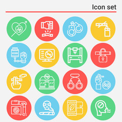 16 pack of cessation  lineal web icons set