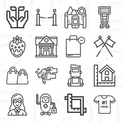 16 pack of horizontal  lineal web icons set