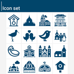 Simple set of sanctuary related filled icons.