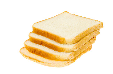 Pieces of square toast wheat bread isolated on white background.