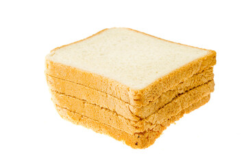 Pieces of square toast wheat bread isolated on white background.