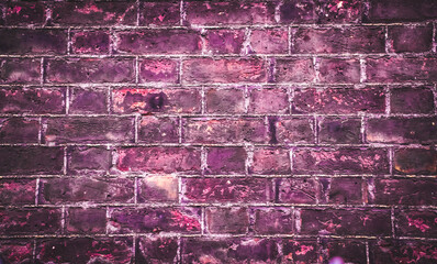 Valentine's day pink bricks background with frame around. Street urban pink background vintage.