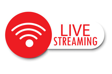 Live streaming, broadcasting, online stream. Camera icon. Social media live button. Technology background. Stock image. EPS 10.