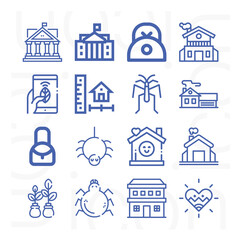 16 pack of barn lineal web icons set