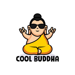 Cute cool Buddha mascot logo design 