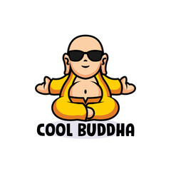 Cute cool Buddha mascot logo design 