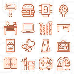 16 pack of vintage  lineal web icons set