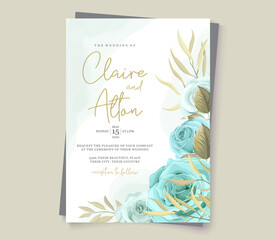 Elegant hand drawing wedding invitation with floral design