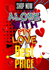 Loneliness at Valentine's Day themed fashion sale social media post design or sale poster template. Vector illustration.