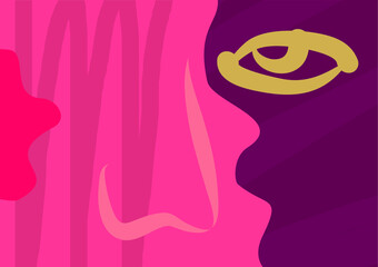 Abstract face painting, wall art, vector design illustration. creative graphic design shapes with textured geometric shapes. minimalistic abstract geometric face. EPS 10