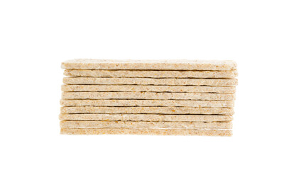 Extruded rye bread for diet isolated on white background