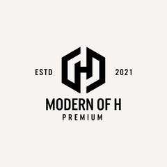 Fototapeta premium Vector Template Initials of H, Modern, Future, Hexagon